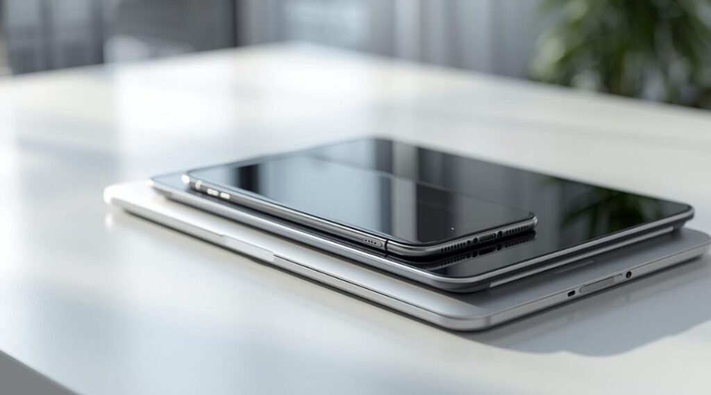 Hardware auf Schreibtisch im Arbeitsumfeld